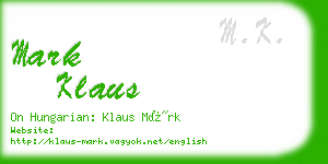 mark klaus business card